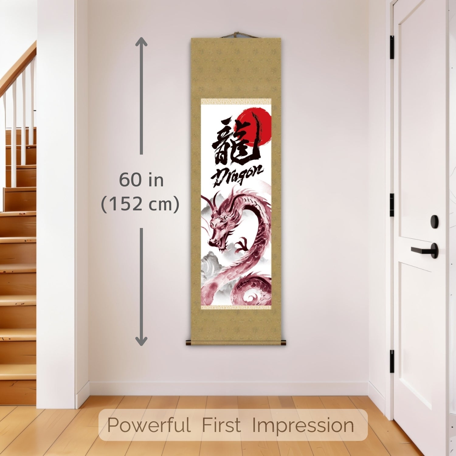 Japanese Dragon Kakemono Wall Scroll – Red Rising Dragon